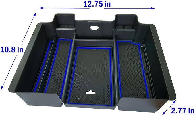 Zxiaochun Full Size Center Console Armrest Box Organizer Tray for 2019-2022 Chevy Silverado/GMC Sierra 1500 and 2020-2023 Silverado/Sierra 2500/3500 HD (Full Console w/Bucket Seats ONLY) Blue Trim