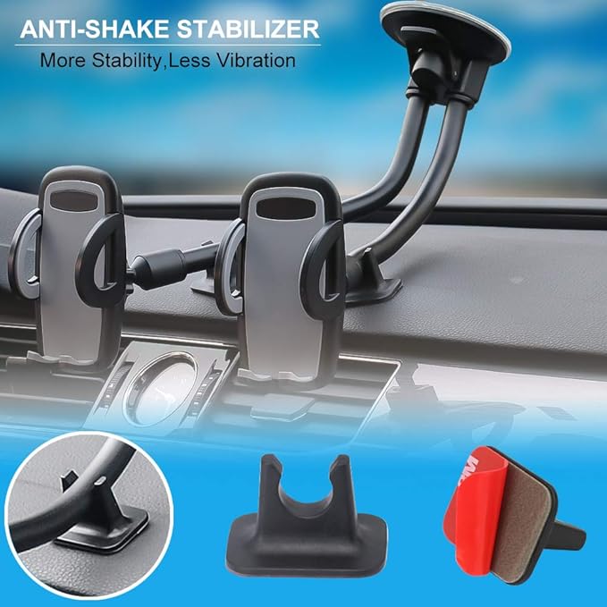 Dual Phone Holder for Car, Phone Mount for Truck Windshield/Dashboard Compatible with iPhone 11/Xs/Xr/X/8 Plus/8/7/6, Samsung Note 10+/10/9/8/7, HTC, LG and More 3.5-6.5 inch Cell Phone