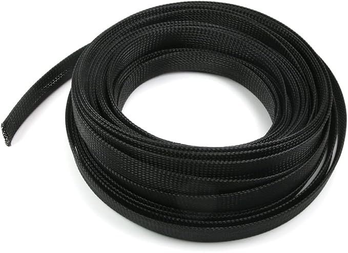Aicosineg Cable Sleeve Braided Sleeving PET Wire Loom Tubing Cable 32.81ft-5/8inch Wrap Protector for HiFi Audio and Video Headphone Cable Protect Wires from Chewing of Pets Black