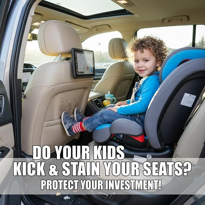 TAIKOO Back Seat Protector,Preventing the Impact of Children Stepping on the Seat Backrest,Beautiful appearance and easy to clean,black (Cream White -2 pcs)