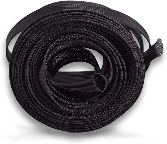 (100ft x 1/2") Cable Sleeve, PET Expandable Braided Sleeving Wire Sleeve Black Cable Wrap for HiFi Audio and Video Headphone Cable Management Protect Cat from Chewing Cords