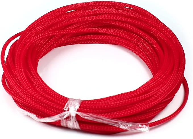 Aicosineg Cable Sleeve Braided Sleeving PET Wire Loom Tubing Cable 32.81ft-1/8inch Wrap Protector for HiFi Audio and Video Headphone Cable Protect Wires from Chewing of Pets Red