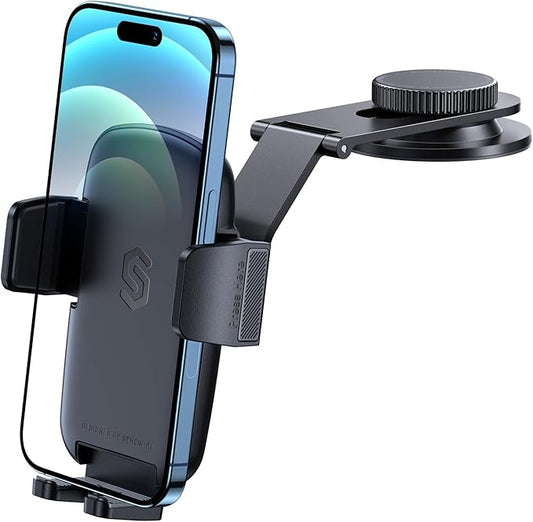 SYNCWIRE Car Phone Holder for Universal Dashboard [Super Stable] Car Phone Mount Foldable Aluminum Alloy Arm for iPhone 17 16 15 14 13 12 Series & All Phones