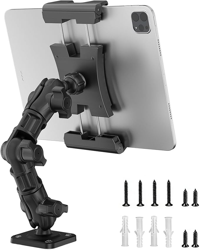 OHLPRO Tablet Mount for Car & Truck Dashboard - 360° Swivel Adjustable Multi-Joint 2 Stage Arm, Universal Heavy Duty Tablet Holder for iPad Pro/Air/Mini, iPhone 5"-13" Devices, Mounting Hardware