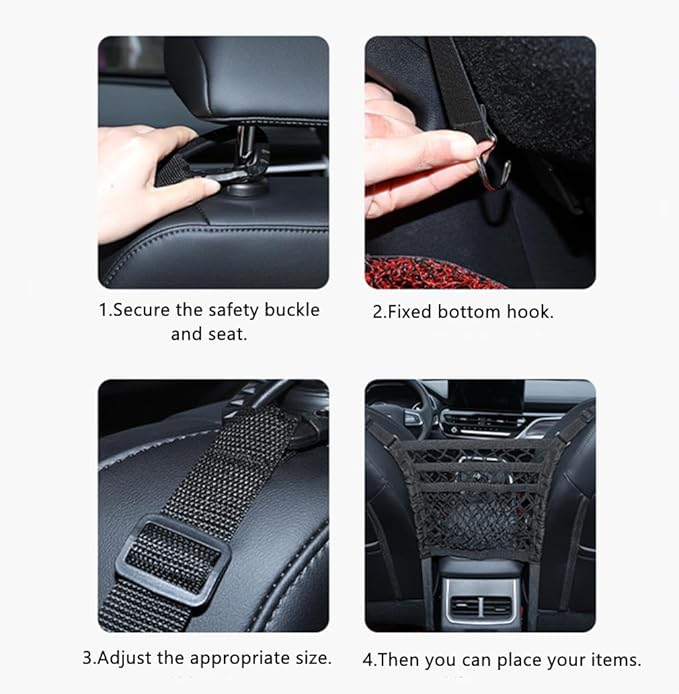 Dog Car Net Barrier Universal Pet Barrier Backseat Storage Mesh Bag 3 Layers with Auto Safety Mesh Organizer Netting Pouch Seat Back Net Bag Holder Dog Car Divider for Trucks SUV Van Easy to Install