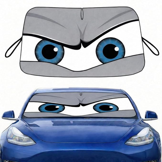eygeufg Windshield Shade, Car Sun Shade for Front Windshield (Grey, Tesla Model Y/3)