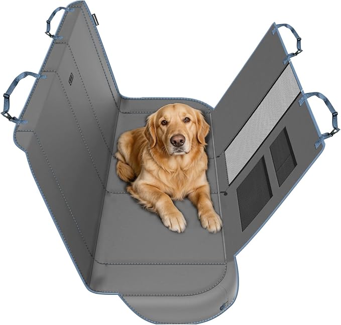 Skechers Dog Car Seat Cover for Pets GOGA MAT, Seat Extender for Dogs Waterproof Seat Cover Hammock Heavy Duty Scratch Proof Nonslip Durable Back Seat Covers for Cars Trucks and SUVs,Gray