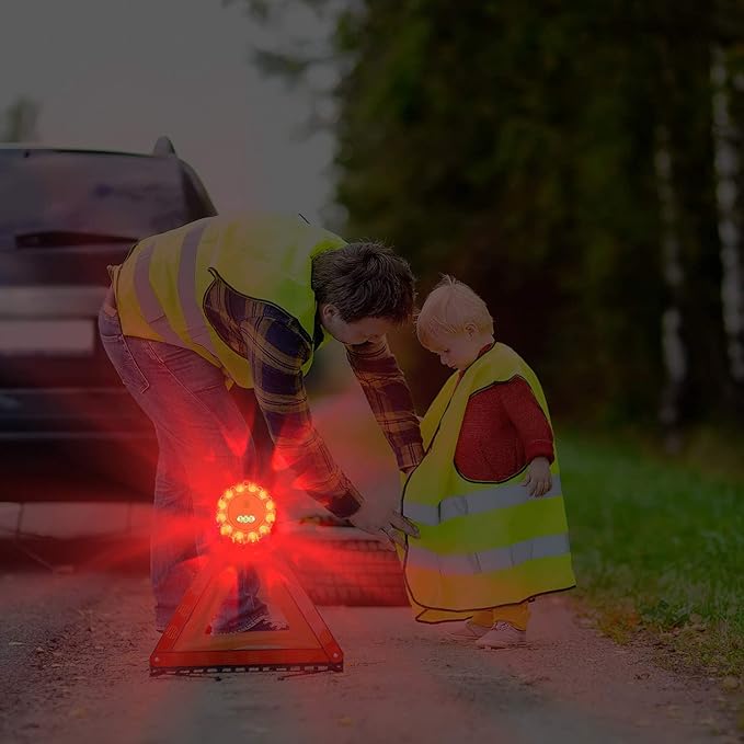 AK [8 Pack LED Road Flares Safety Flashing Warning Light Roadside Emergency Disc Beacon Kit for Vehicles Boats with Magnetic Base & Hook, Premium Storage Bag (Batteries Not Included) (8)