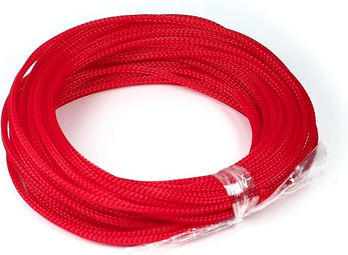 Aicosineg Cable Sleeve Braided Sleeving PET Wire Loom Tubing Cable 32.81ft-1/8inch Wrap Protector for HiFi Audio and Video Headphone Cable Protect Wires from Chewing of Pets Red