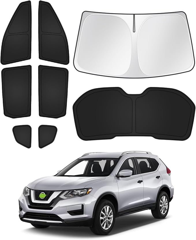 Canvcle Sunshades for 2014-2020 Nissan Rogue (Not for Rogue Sport) Accessories Windshield Sun Shade Side Rear Window Shade Cover Sun Visor Shield Privacy Protection Keep Vehicle Cool Black 8PCS
