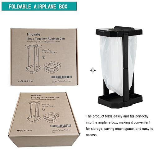 Trash containers adapted for use in vehicles, Collapsible Trash Can & Portable Garbage Bin with Reinforced Frame, Trash Bag Holder – Includes Storage & 20 Bags for Camping, RV, Outdoors, Home