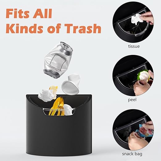 Leakproof Car Trash Can,Mini Car Trash Bin for SUV and Truck,Small Removable Liner Garbage Can,Waterproof Automotive Trash Can for Vehicle,Home,Office,Multipurpose,Easy to Clean (White)