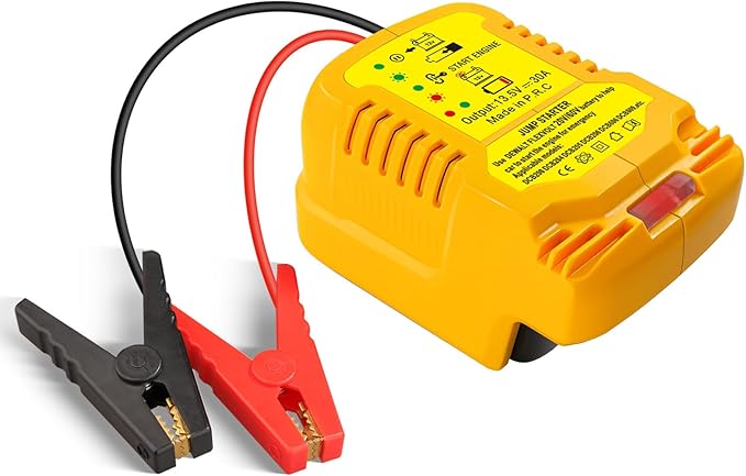 Car Jump Starter Adapter for Dewalt 20V/60V Li-ion Battery,Automotive Battery Booster with 12V Jumper Cable Clamps,Emergency Car Jumper Starter(Battery Not Included)