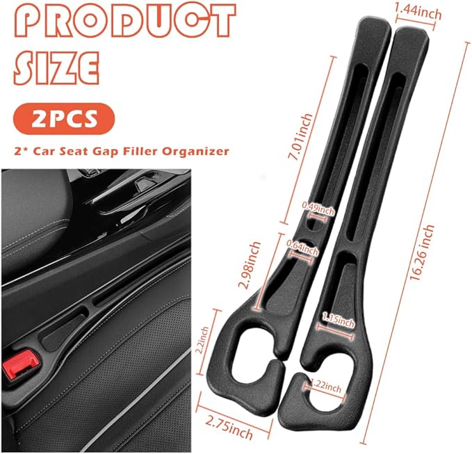 2PCS Car Seat Gap Filler Organizer with Storage Slots,Upgraded Car Gap Filler for Storing Phones,Keys,Items,Plug & Play No Drop Seat Guard for Cars Avoid Items Falling