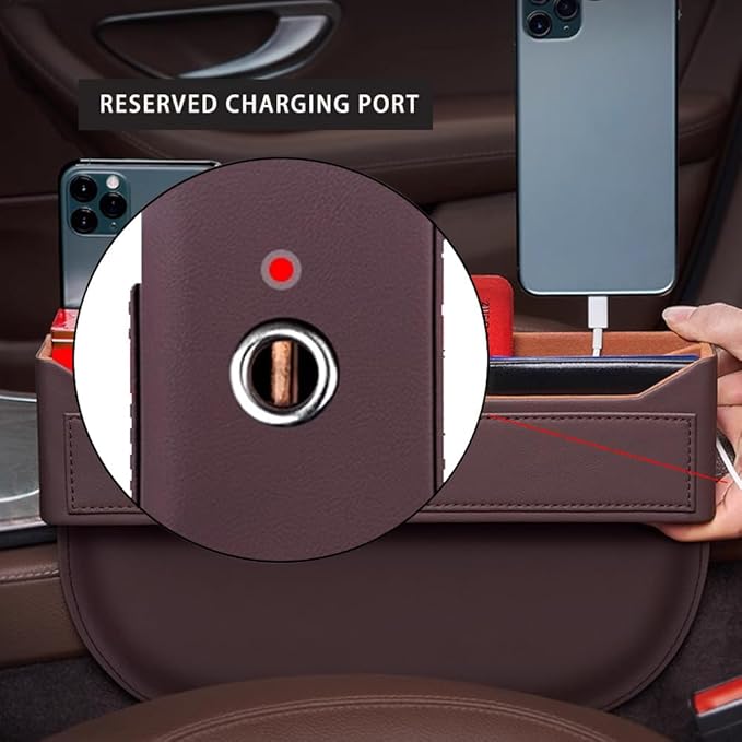 Car Seat Gap Filler Organizer for Mercedes-Benz CLK-Class/GLK-Class/M-Class/SLK-Class/X-Class,Car Front Seat Organizer Car Console Side Pocket with USB Charging Hole,C Black