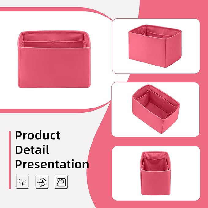 DGAZ Silk Purse Organizer Insert Fits LV Speedy 16/20/25/30/35/40/45 bags，Silky Smooth Bag Organizer，Luxury Handbag & Tote Shaper(Rose lipstick,SP35)