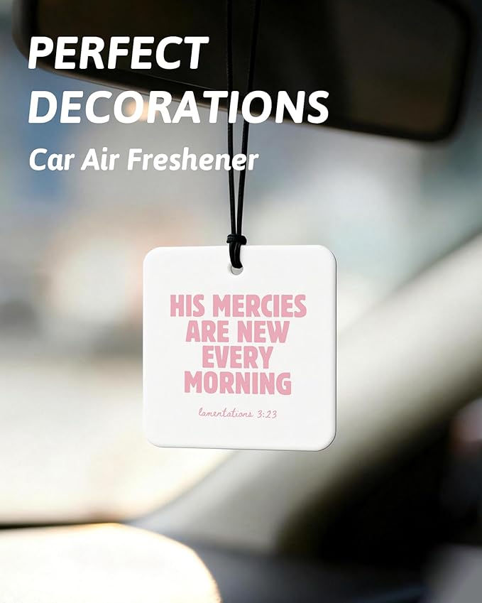 Pink Christian Car Air Freshener 4 Pcs, Girly Pink Bow Floral Religious Hanging Air Freshener for Cars Closet Drawer Books, Cute Preppy Christian Car Accessories Mirror Decor for Women