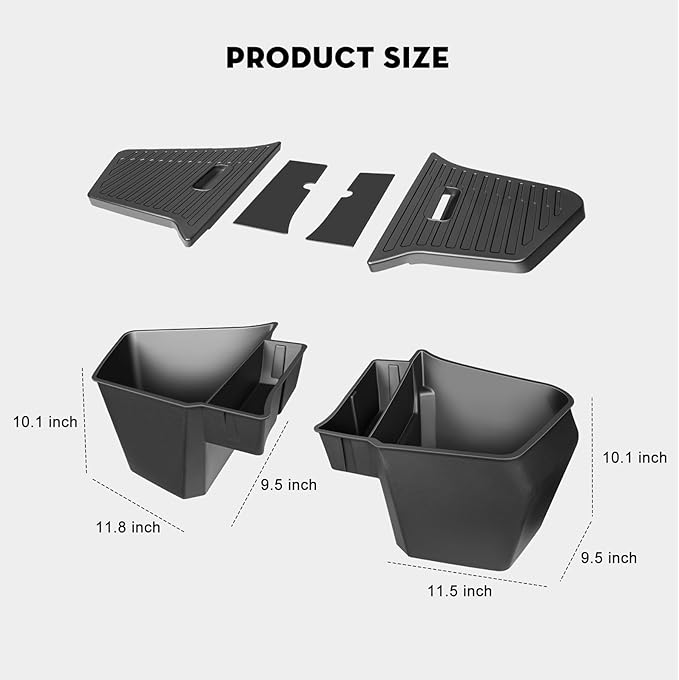 2PCS Rear Trunk Storage Bins with Lids for Tesla 2026 New Model Y Juniper 5 Seater,TPE Side Cargo Organizer Boxes,Rear Trunk Containers for 2025-2026 Tesla Model Y Juniper Accessories