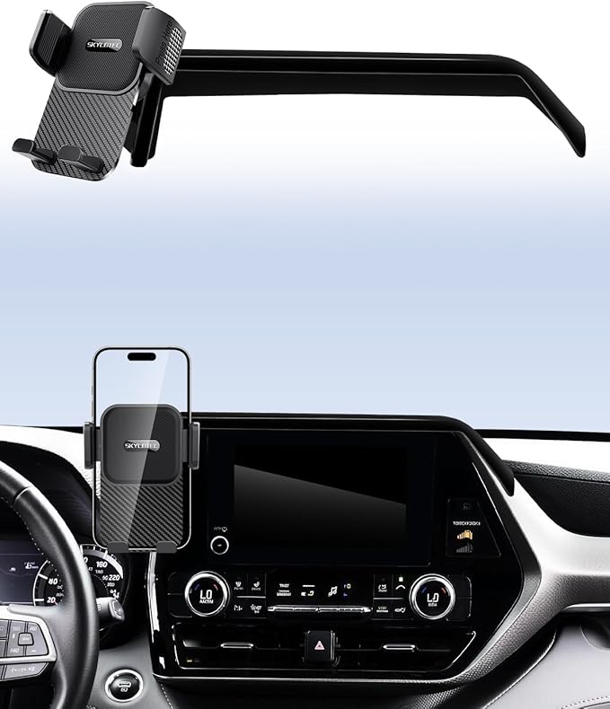 SKYLOTEC Car Phone Holder for Toyota Highlander 2020-2025 Accessories 8-Inch Screen Fixed Clip, Automobile Cradles Phone Mount, Cell Phone Base Not Block Air Vent (Not Fit 12.3-inch Limited Platinum)