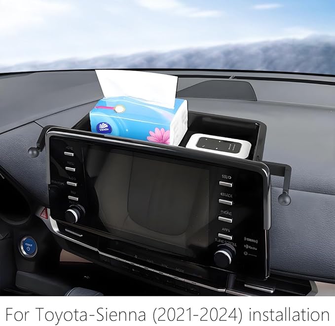 Car Phone Holder Center Console Organizer For Toyota Sienna 2021 2022 2023 2024 Auto Accessories Navigation Bracket Interior Decoration Screen dash board Mobile Cell Mount case 【Not fit Sienna 2025】