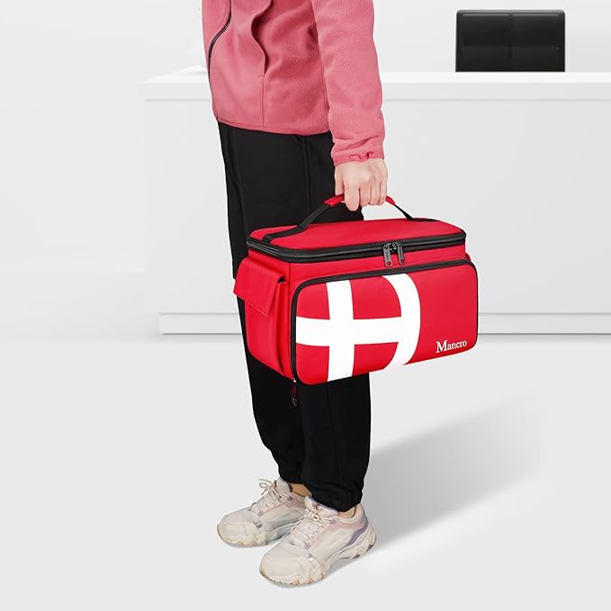 Mancro First Aid Bags Empty, Medical Travel Bag with Multi Pockets, Pill Bottle Organizer for Travel, Home Storage, Trauma Bag for EMT, Nurses, Doctor, Emergency Bag for Medicine, Medical Supplies