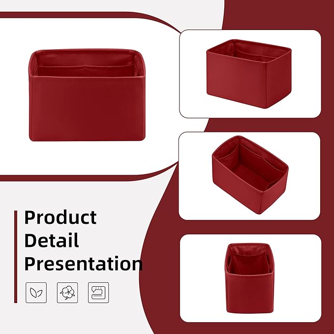 DGAZ Silk Purse Organizer Insert Fits LV Speedy 16/20/25/30/35/45 bags，Silky Smooth Bag Organizer，Luxury Handbag & Tote Shaper（Wine Red，SP35）