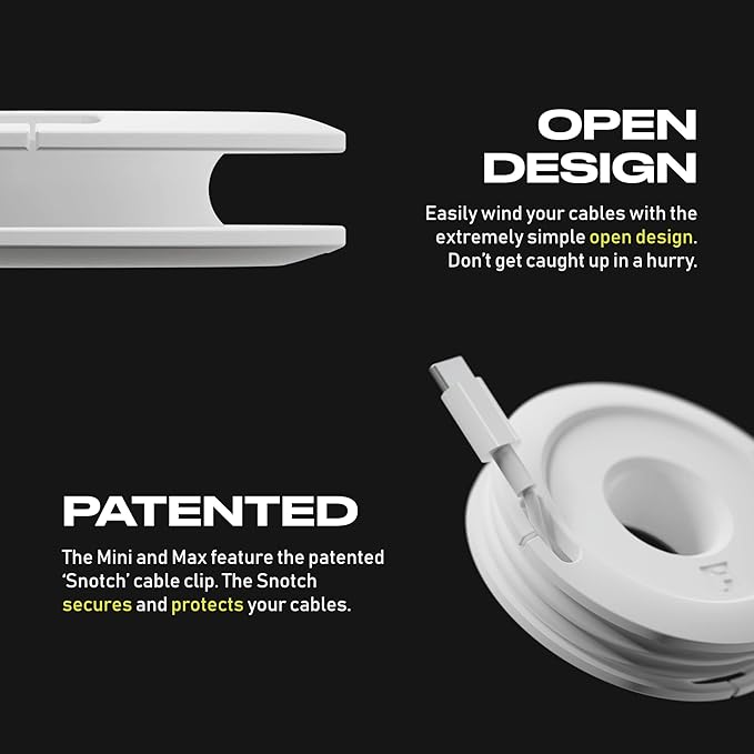 Side Winder Mini and Max Headphone, Earbud and Charging Cable Winder and Organizer Perfect for Wrapping Earbuds and Cords for Travel and Organization 2-Pack (Black, Mini)