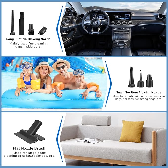 Handheld Vacuum Cleaner, 22000Pa Powerful Car Vacuum Cleaner Cordless, Lightweight Mini Car Hoover, Rechargeable Portable Air Duster for Car, Home, Kitchen