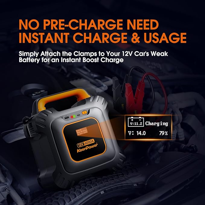 KeenPower 6000A Super Capacitor Battery-Less Jump Starter, Built-in 6 * 3000F Supercapacitor, No Traditional Battery