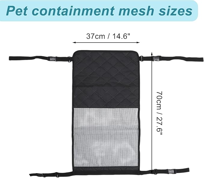 Dog Car Barrier, with Elastic Mesh, Universal Pet Divider, for Safe Driving with Children Pets, Easy Installation, Black, 27.6"x14.6"