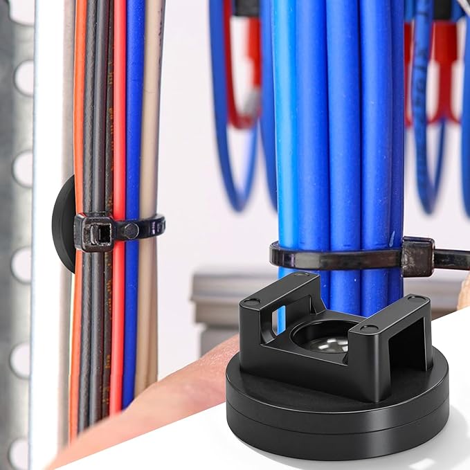 Magnetic Cable Zip Tie Base, Heavy Duty 14lbs Vertical Tension, Multipurpose Wire Clips Management Holder, Supplies for Electrical Cable Wire Organization (31mm, Count, 20)