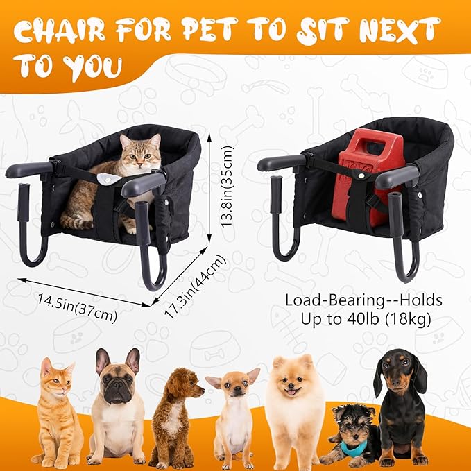 Soaoo Dog High Chair for Table, Cat Desk Perch, Pet Feeding Booster, Seat Attach to Table, Hook on High Chair Portable & Foldable for Home and Travel (Small Dogs/Cats)(Black)