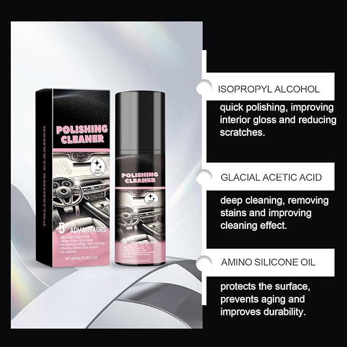 Car Interior Cleaner, Polishing Cleaner Detailer Spray for Vehicle Detailing, Total Vehicle Interior Detailer Spray Rejuvenation, 100ml Multi-Purpose Cleaner (2Pcs)