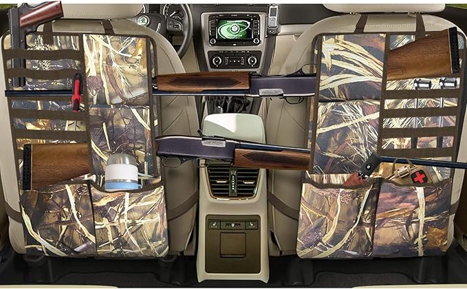 Car Seat Back Gun Rack, 2 Pack Automotive Truck Racks for Hunting Gear, Seat Back Gun Sling Holder with Storage Pockets for Truck SUV