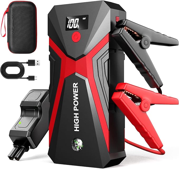 Jump Starter, 1600A 4 in 1 Function Battery Jumper Starter Portable Up to 8.5L Gas & 5.0L Diesel Engines 12V Jump Box for Car Battery with Smart Jumper Cables and LED Flashlight