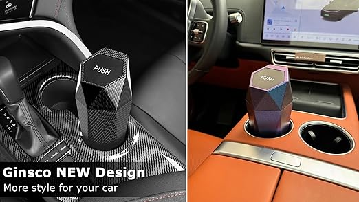 Ginsco Car Trash Can with Lid, 2 Pack Mini Car Trash Can Cup Holder, Cars Garbage Can Car Accessories for Interior, Leakproof Car Trash Bin, Multipurpose Trash Can for Cars, Home (Iridescent Blue)