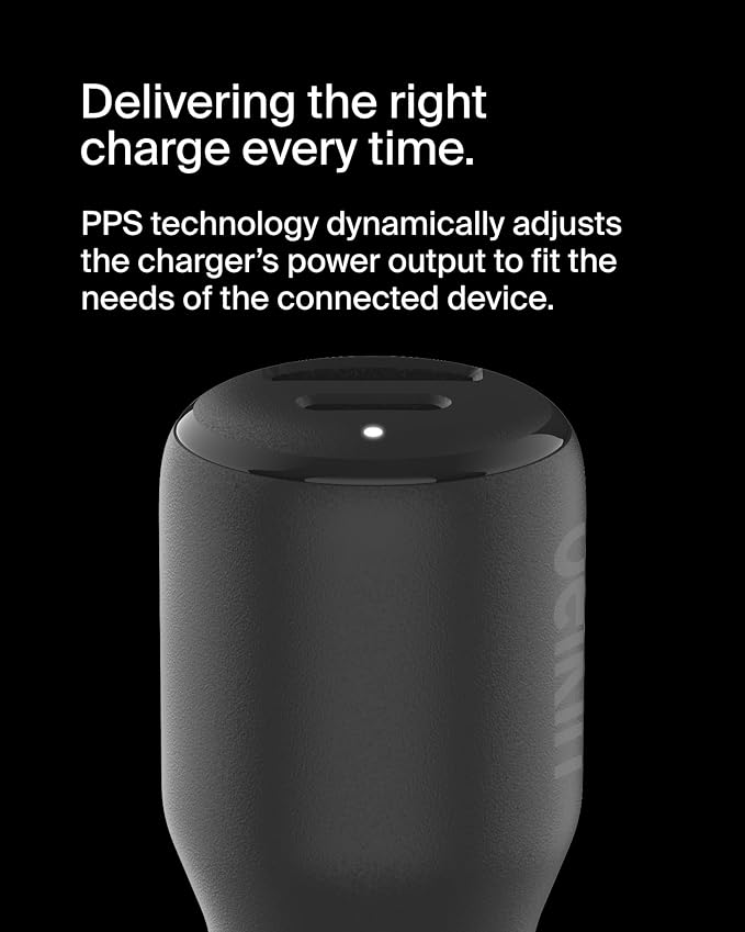 Belkin BoostCharge 42-Watt Dual Port Fast Car Charger w/30W USB-C & 12W USB-A Ports, USB-C to C Cable Included for iPhone 16, 16 Pro, Galaxy S25, S24, Pixel 9 & 8, Nintendo Switch 2 & More - Black