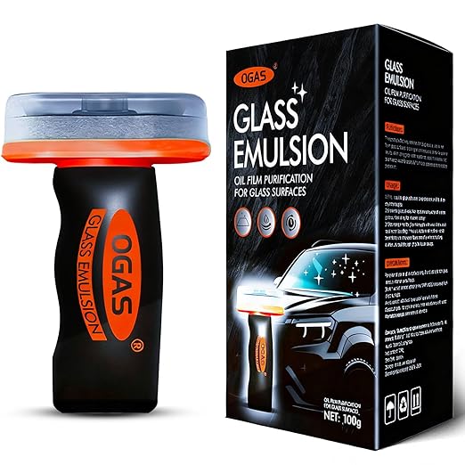 Glass Oil Film Remover for Car Windowshield, Windows & Rearview Mirror - Auto Glass Emulsion Cleaner Kit, Remove Grease, Road Grime, Water Sport, Reduce Glare Improve Visibility for Safe Driving
