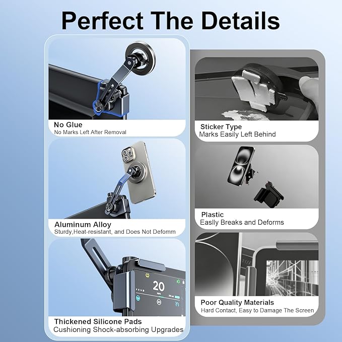 Magnetic Phone Mount Compatible with Tesla Model 3 Model Y, Car Holder 2025, Compatible with iPhone MagSafe 17/16/15/14/13/12 (Compatible with Tesla Screen Phone Mount)
