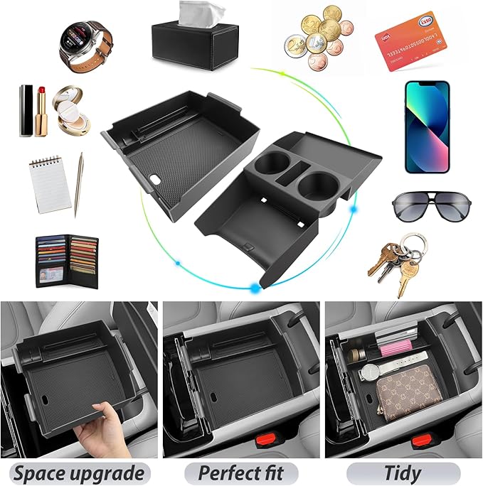 SKTU 2Pack 2025 2026 Tucson Accessories Center Console Organizer for 2025 2026 Hyundai Tucson Limited/Hybrid Console Tray Hyundai Tucson 2025 2026 Accessories 2025 2026 Tucson Lower Console Tray