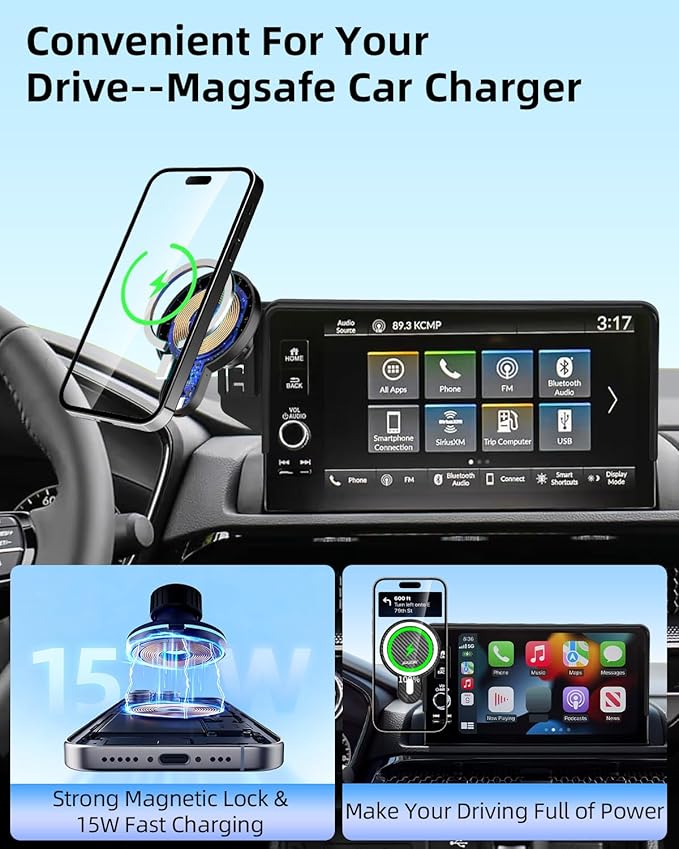 PZK Car Phone Holder for Toyota Highlander Hybrid Lmited/Platinum 2020-2024 2025 Accessories Only for 12.3-inch Screen Magnetic 15W Fast Wireless Charger Car Phone Mount (Not Fit 8-Inch L/LE/XLE)