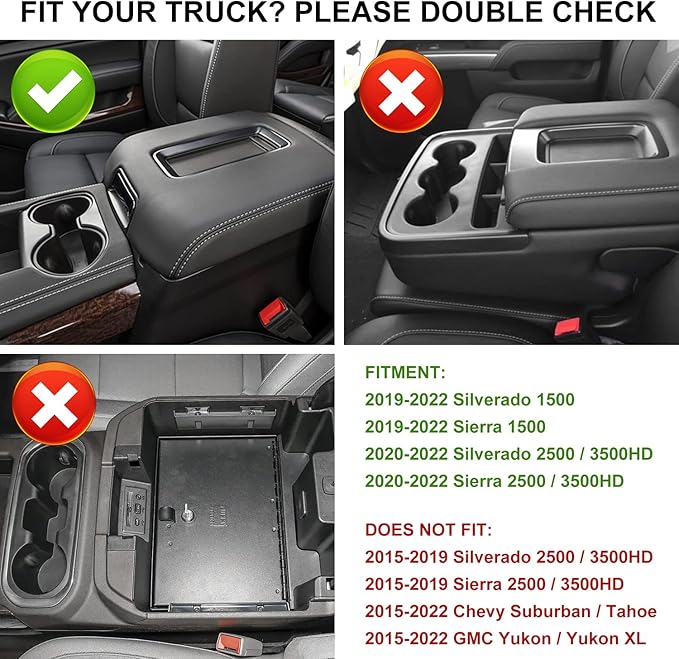 JOJOMARK Center Console Organizer Tray fits for 2019-2022 GMC Sierra/Chevy Silverado 1500 Accessories, 2020-2021 2022 2023 Silverado/Sierra 2500 HD/3500 HD -Full Center Console Models Only