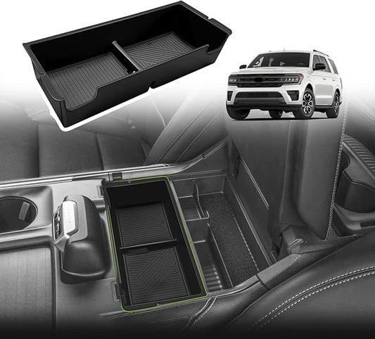 Muslogy Center Console Organizer Compatible with 2026 2025 Ford Expedition Accessories Custom Fit Storage Box ABS Material Insert (Fit with OEM Tray)