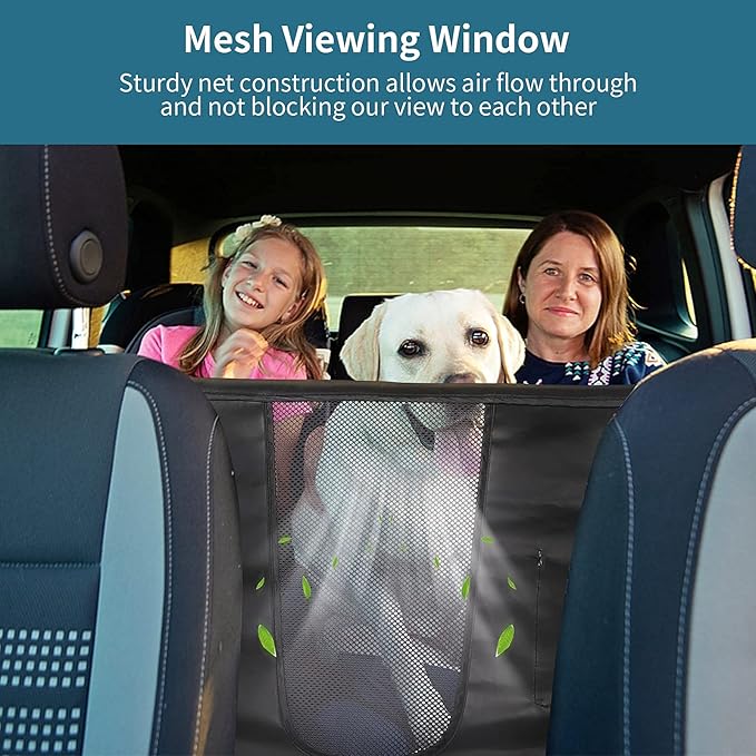 Petsfit Dog Car Barrier Vehicle Pet Barrier Backseat Mesh Dog Car Divider Net with Adjusting Rope, Sturdy Hook and 3 Storage Pockets Suitable for SUV Pickup Cars