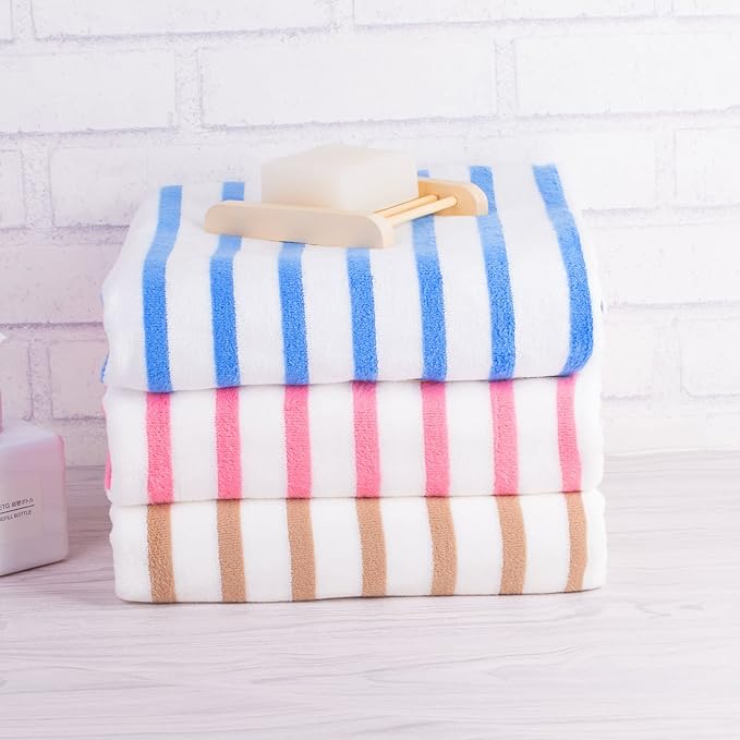 JML Beach Towels Set of 4, 30" x 60", Microfiber Bath Towel for Adult, Cabana Stripe, Absorbent, Quick Dry, Perfect for Salon, Hotel, Travel, Sport, Swimming, Yoga, Camping, Coffee