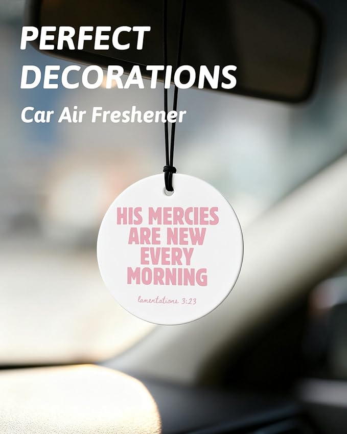 Pink Christian Car Air Freshener 4 Pcs, Coquette Pink Bow Bible Verse Religious Hanging Air Freshener for Cars Closet Drawer Books, Cute Christian Car Accessories Mirror Decor for Women