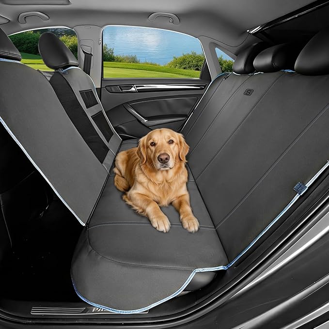 Skechers Dog Car Seat Cover for Pets GOGA MAT, Seat Extender for Dogs Waterproof Seat Cover Hammock Heavy Duty Scratch Proof Nonslip Durable Back Seat Covers for Cars Trucks and SUVs,Gray
