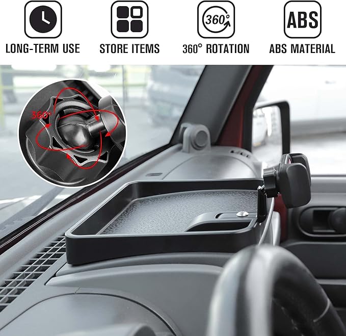 Jimen Compatible with Jeep Wrangler JK JKU 2007-2010, Cell Phone Holder Mount Dashboard Organizer Storage Tray