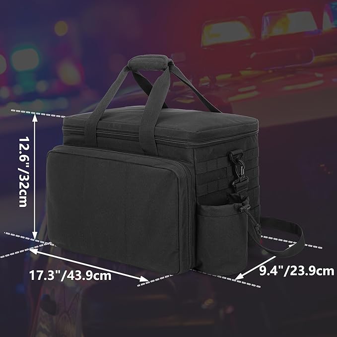 Trunab Patrol Bag Police Gear Car Front Seat Organizer for Law Enforcement Military Duty Bag with 15.6” Laptop Sleeve, Cups Holder, MOLLE Strips, Fits Vehicle Passenger Seat