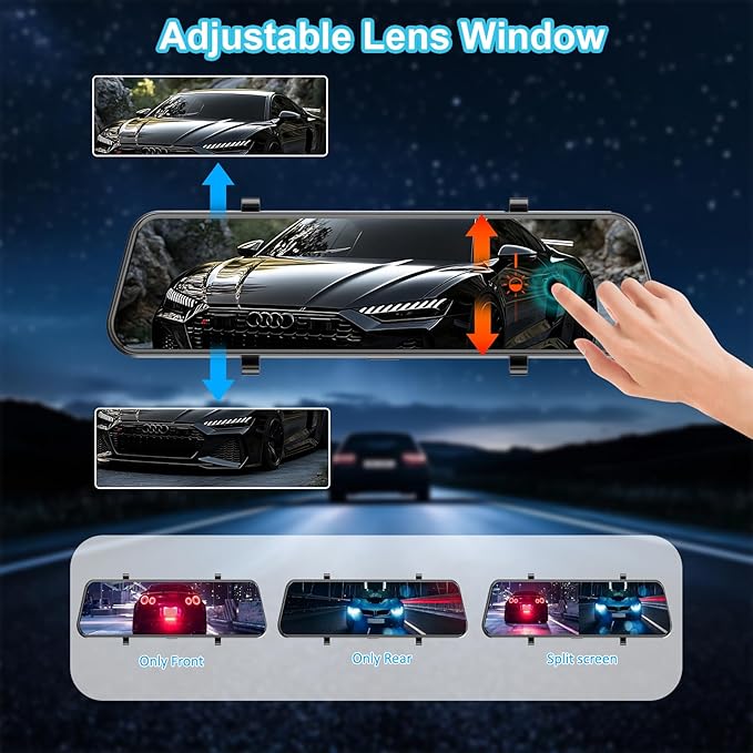 Mirror Dash Cam 4K Front and 2.5K Rear, IMX415 Rearview Mirror Camera for Cars, 5.8GHz WiFi, WDR, G-Sensor, Night Vision, Reverse Assist, Included 64GB Card